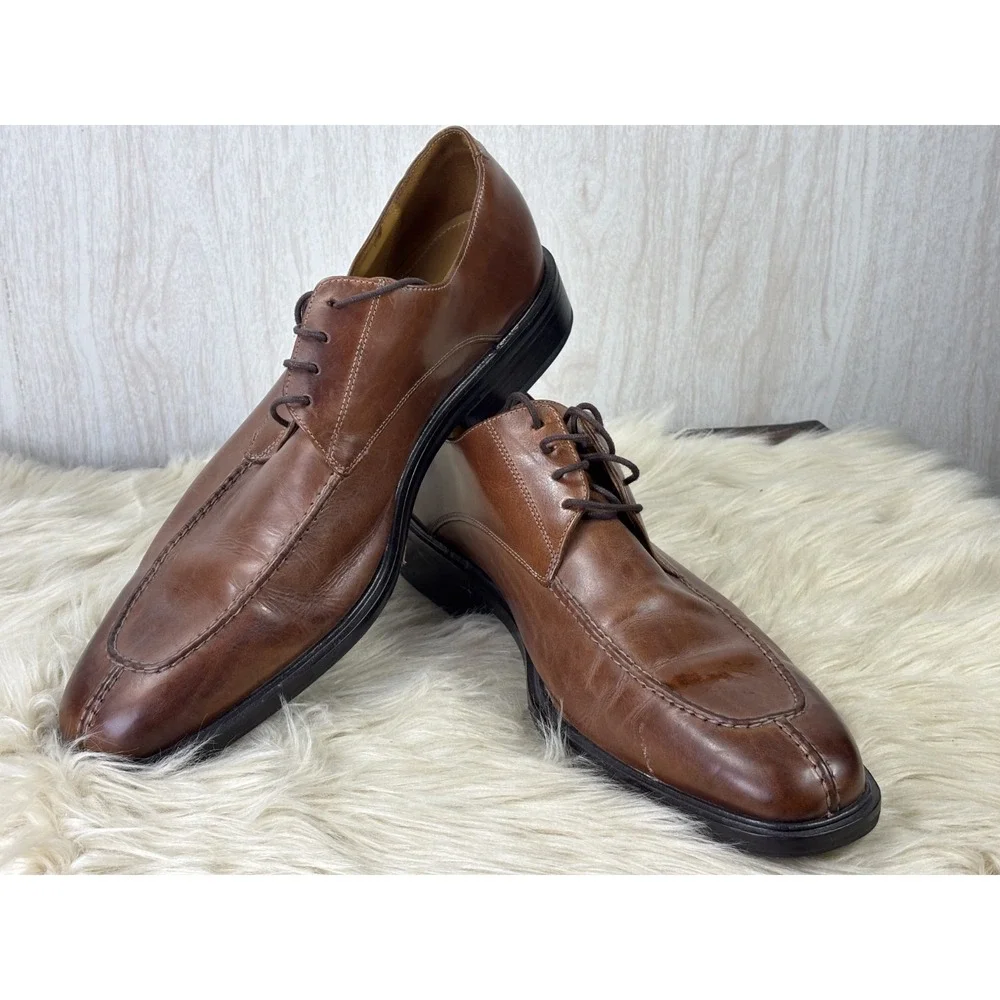 Cole Haan Dress Shoes Mens 15M Brown Leather Split Apron Toe Oxford Derby